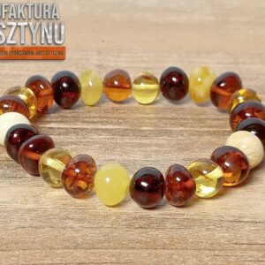 Kolorowa Bransoletka z Naturalnego Bursztynu