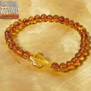 Bransoletka z Koniakowego Bursztynu z Krzyżykiem