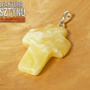 Zawieszka Krzyżyk z Bursztynem Miodowym