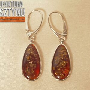 Srebrne Kolczyki z Bursztynem Koniakowym
