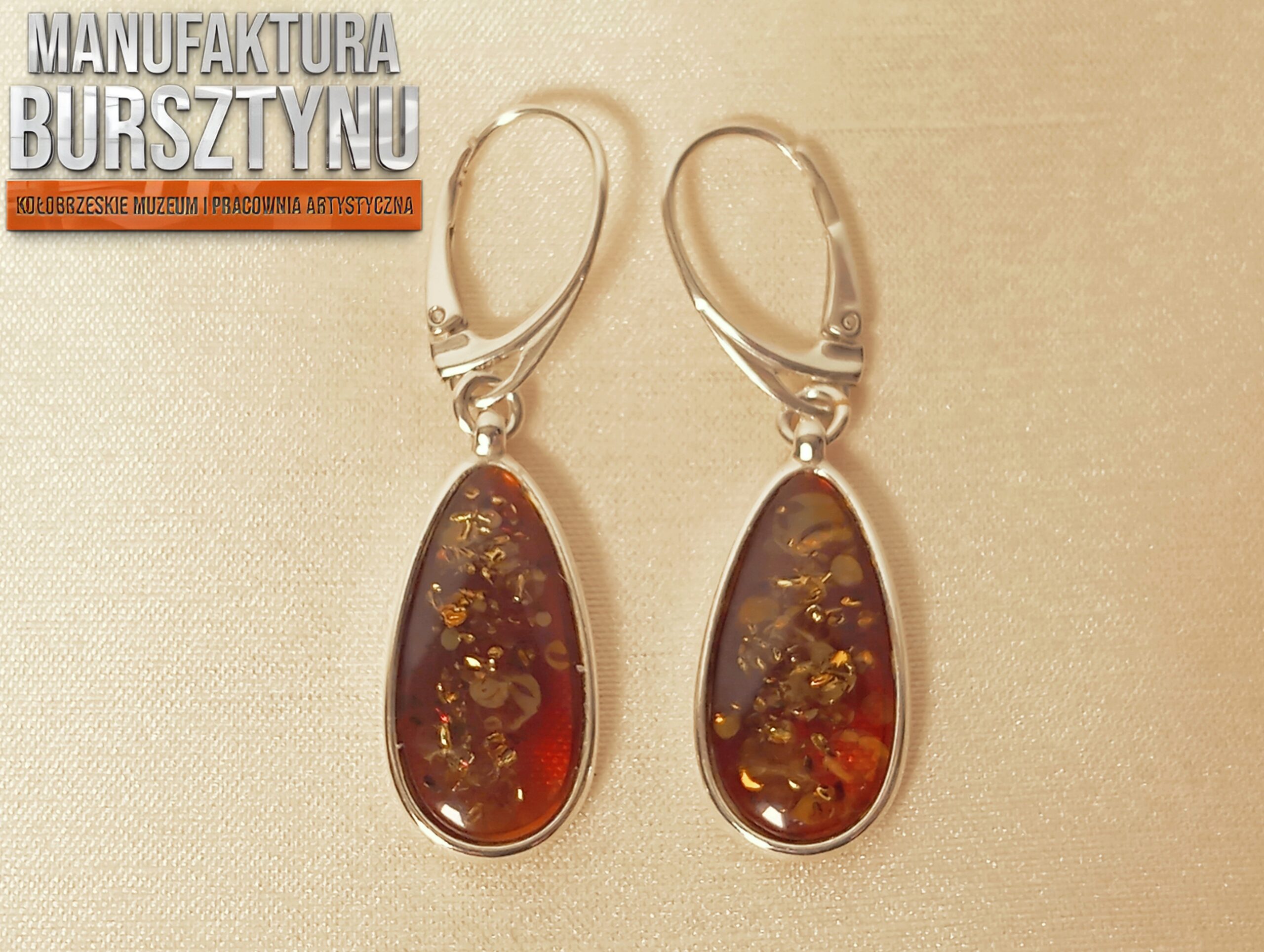 Srebrne Kolczyki z Bursztynem Koniakowym