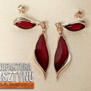 Długie Kolczyki z Czerwonym Bursztynem