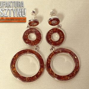 Srebrne Kolczyki z Koniakowym Bursztynem