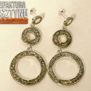 Srebrne Kolczyki z Zielonym Bursztynem