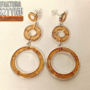 Kolczyki Koła z Bursztynem Koniakowym