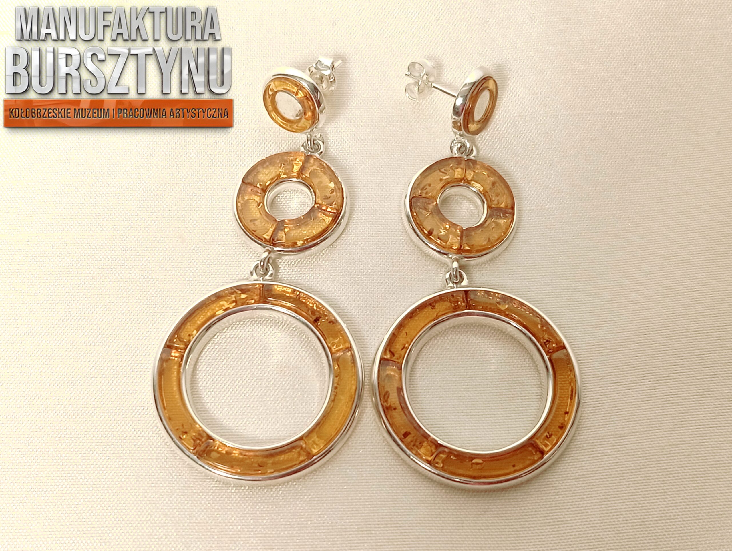 Kolczyki Koła z Bursztynem Koniakowym
