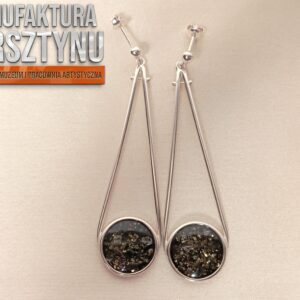 Długie Kolczyki z Ciemnym Bursztynem