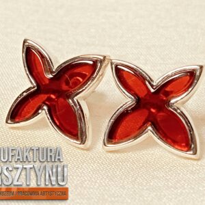 Kolczyki z Bursztynem Wiśniowo-czerwonym