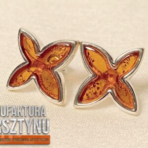 Kolczyki Motylki z Bursztynem Koniakowym