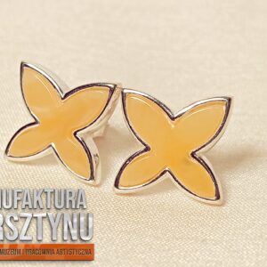 Kolczyki Motylki z Mlecznym Bursztynem