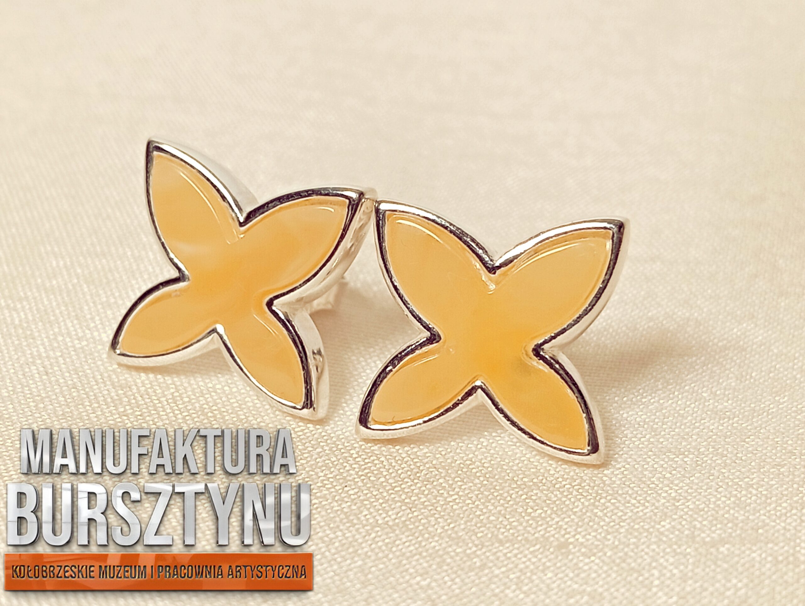 Kolczyki Motylki z Mlecznym Bursztynem