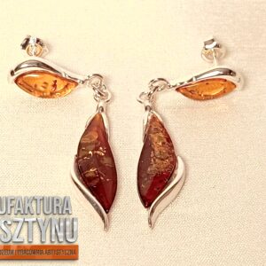 Długie Koniakowe Kolczyki z Bursztynem