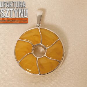 Okrągła Zawieszka z Miodowym Bursztynem