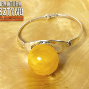 Srebrna Bransoleta z Naturalnym Bursztynem