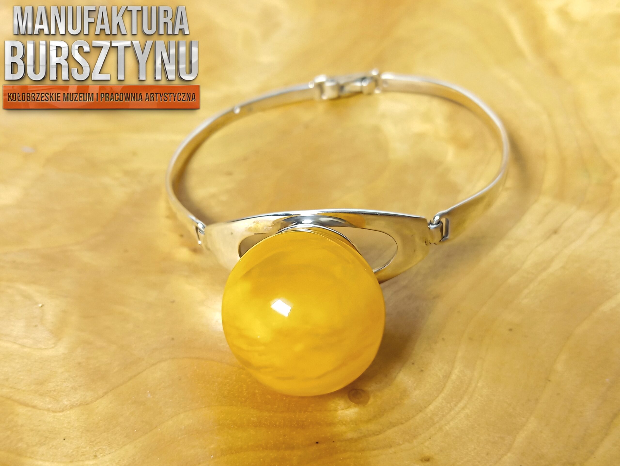 Srebrna Bransoleta z Naturalnym Bursztynem
