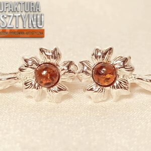 Kolczyki Kwiatki z Koniakowym Bursztynem