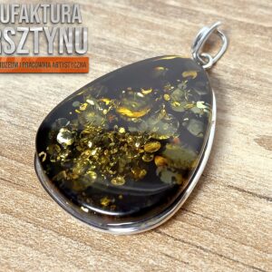 Zawieszka z Bursztynem Głęboka Zieleń