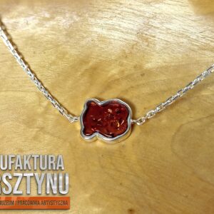 Naszyjnik Miś z Koniakowym Bursztynem