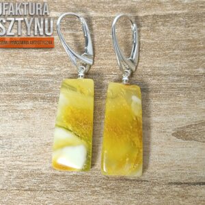 Mleczno-Złote Kolczyki z Bursztynu