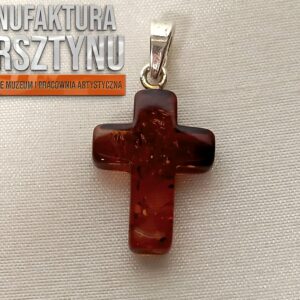 Bursztynowy Krzyżyk z Ciemnego Bursztynu