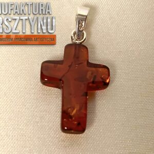 Krzyżyk z Ciemnego Koniakowego Bursztynu