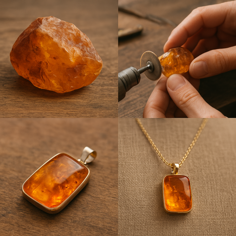 Jak powstaje bursztynowa biżuteria – od surowej bryłki do gotowego naszyjnika