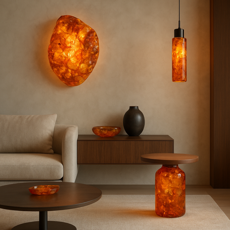 Bursztyn w designie wnętrz – nowoczesne zastosowania bursztynu