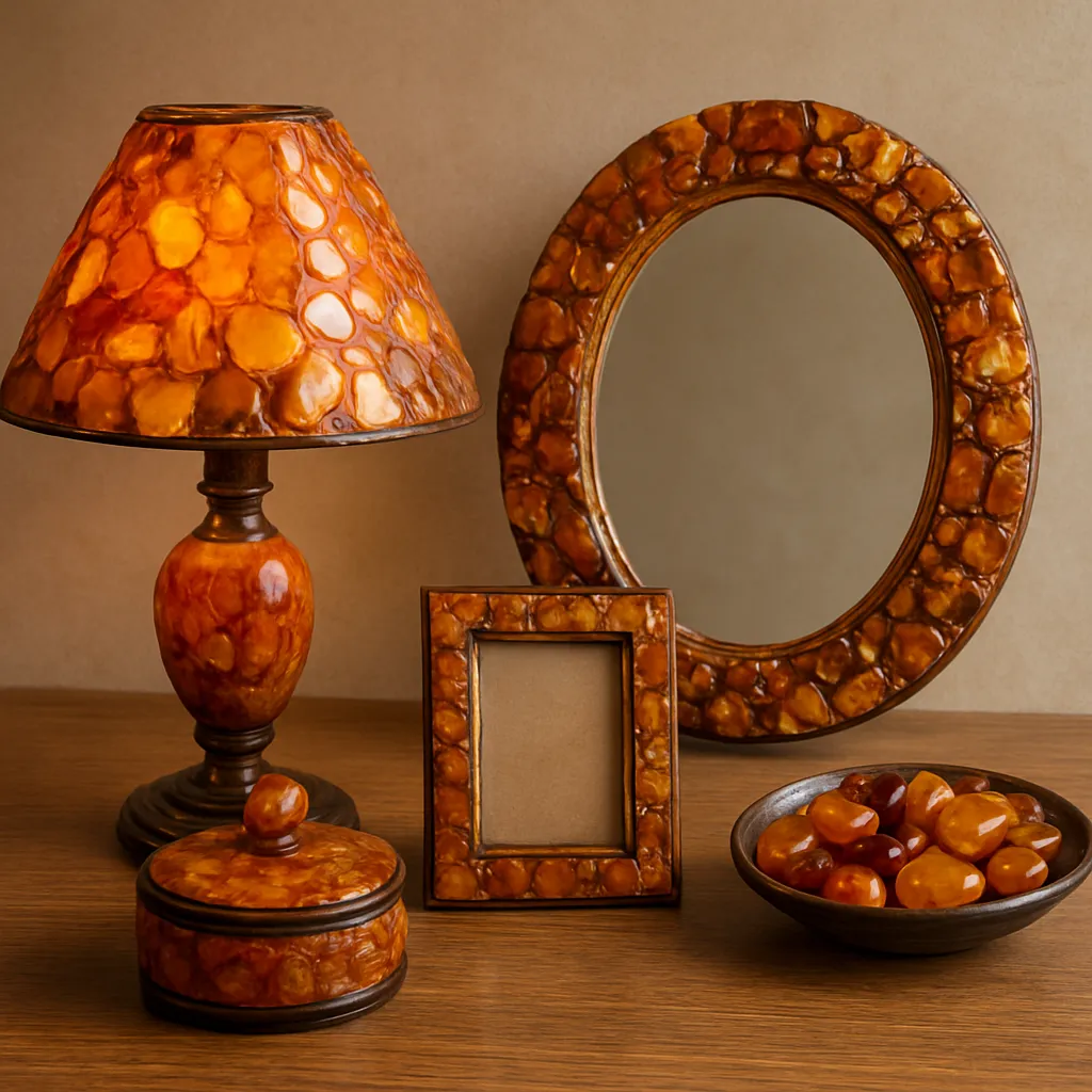Bursztyn w sztuce użytkowej – lampy, ramy i dekoracje